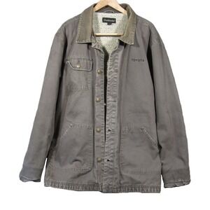 Vtg Dunbrooke Toyota Chore Coat XL Canvas Sherpa Lined Corduroy Rugged Distress